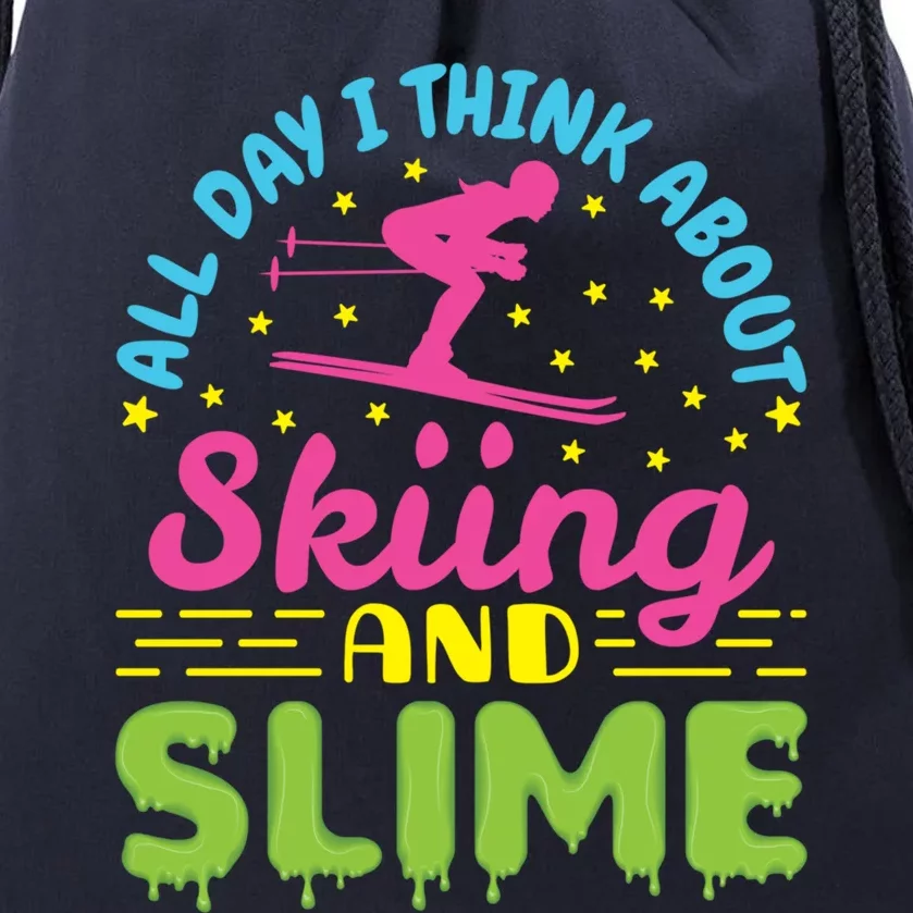 Skiing And Slime Skier Ski Lover Slime Party Gift Drawstring Bag