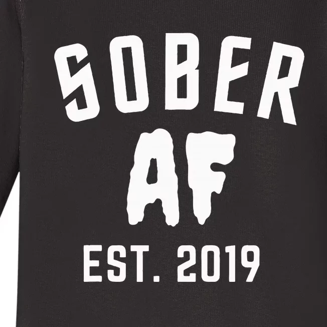 Sober Af Since Est 2019 5 Years Sobriety Anniversary Baby Long Sleeve Bodysuit