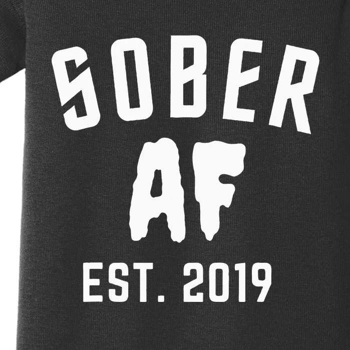 Sober Af Since Est 2019 5 Years Sobriety Anniversary Baby Bodysuit