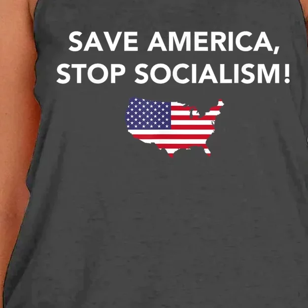 Save America Stop Socialism Women's Knotted Racerback Tank