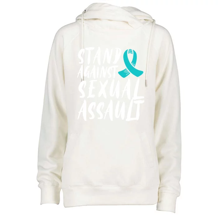 Stand Against Sexual Assault Awareness Stop The Violence Great Gift Womens Funnel Neck Pullover Hood