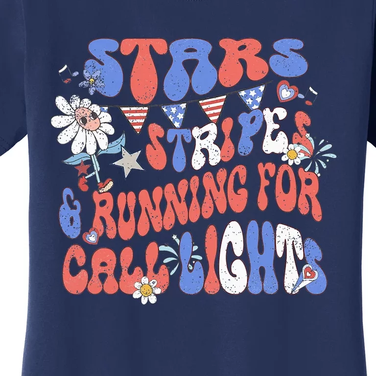 Stars And Stripes Running For Call Lights 4th Of July Nurse Women's T-Shirt