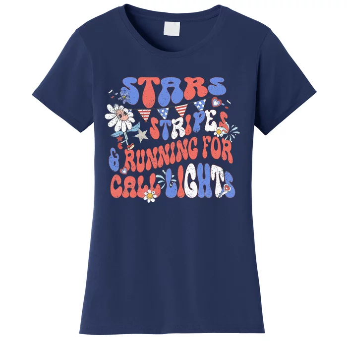 Stars And Stripes Running For Call Lights 4th Of July Nurse Women's T-Shirt