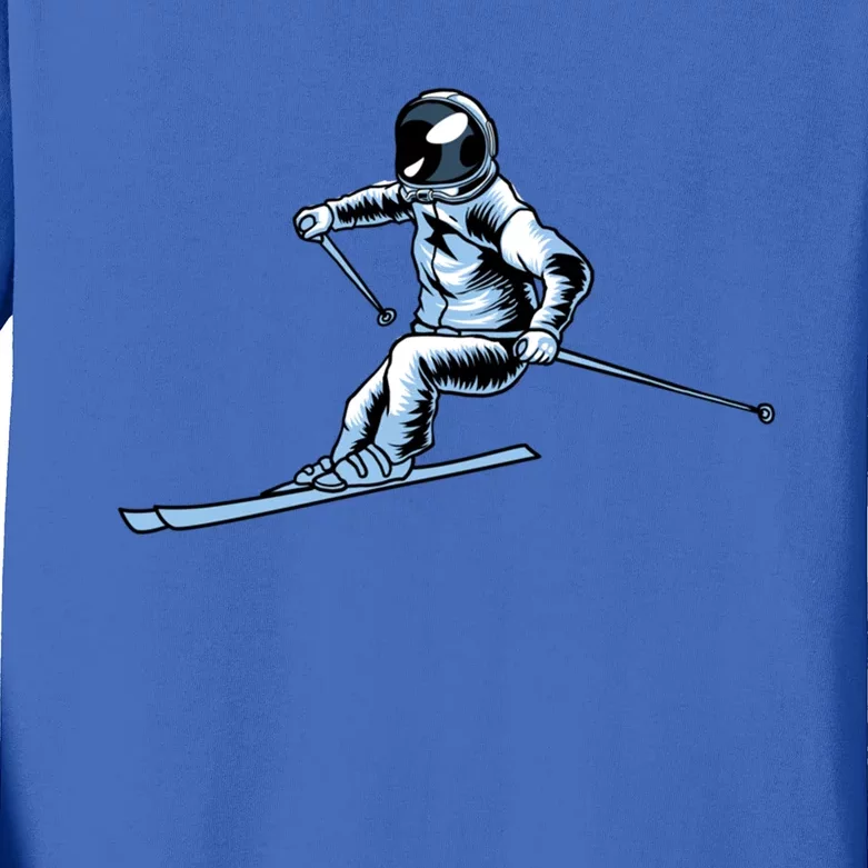 Skier Astronaut Ski Winter Sports Cool Gift Skiing Cool Gift Kids Long Sleeve Shirt