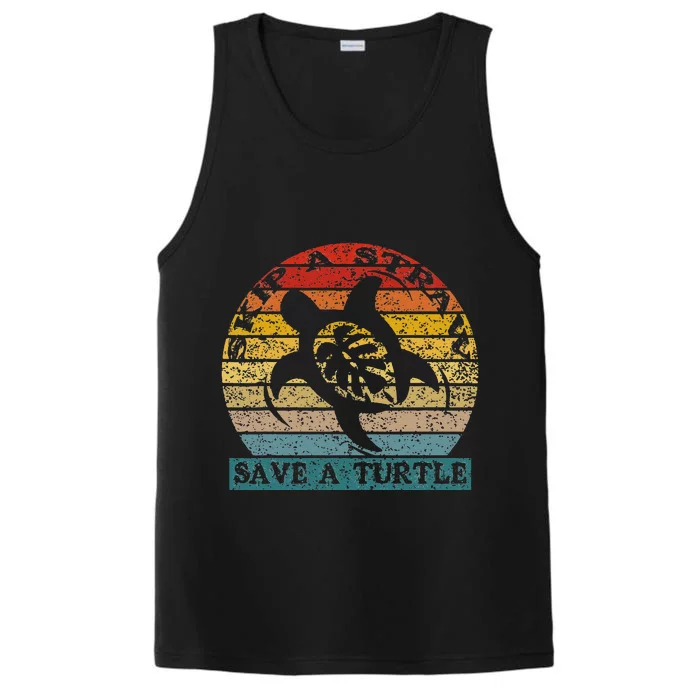 Skip A Straw Save A Turtle Vintage Retro Save A Turtle Performance Tank