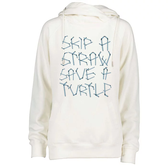 Skip A Straw Save A Turtle Design Plastic Free Ocean Gift Womens Funnel Neck Pullover Hood