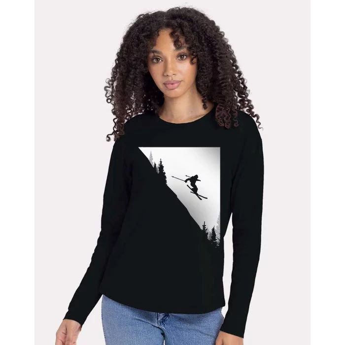 Ski Apparel Skiing Skier Ski Womens Cotton Relaxed Long Sleeve T-Shirt