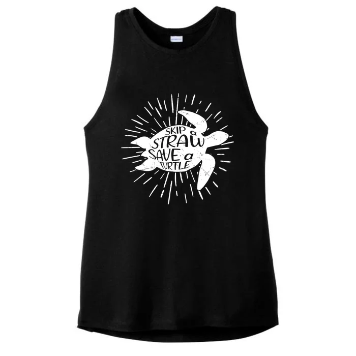 Skip A Straw Save A Turtle Ecofriendly Cool Gift Ladies Tri-Blend Wicking Tank