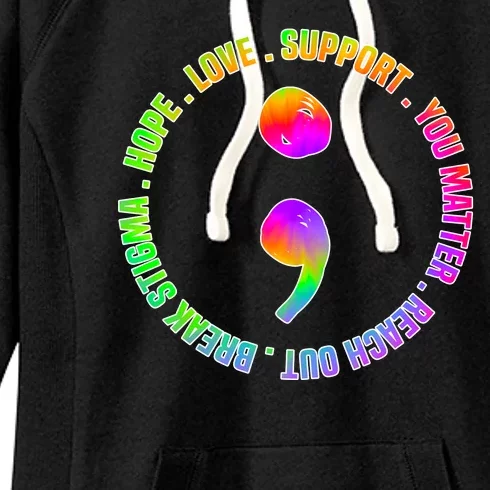 Suicide Awareness Semi Colon Support Women's Fleece Hoodie