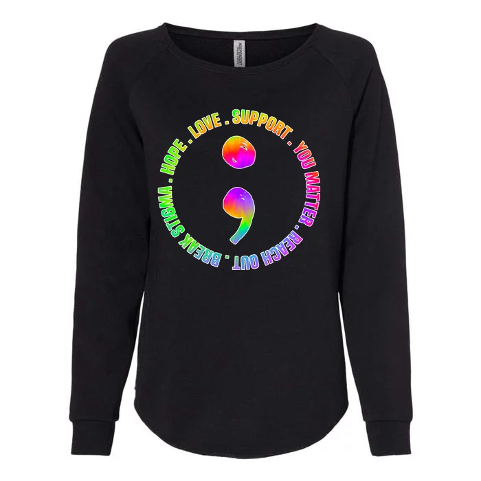 Suicide Awareness Semi Colon Support Womens California Wash Sweatshirt