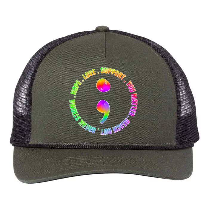 Suicide Awareness Semi Colon Support Retro Rope Trucker Hat Cap