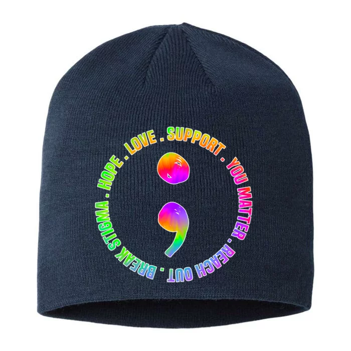 Suicide Awareness Semi Colon Support 8 1/2in Sustainable Knit Beanie