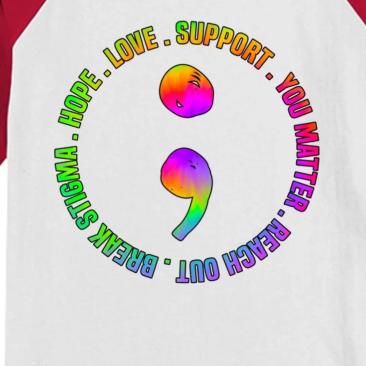 Suicide Awareness Semi Colon Support Kids Colorblock Raglan Jersey