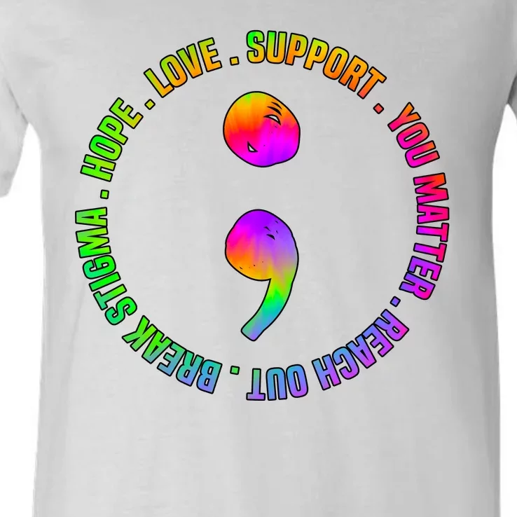 Suicide Awareness Semi Colon Support V-Neck T-Shirt