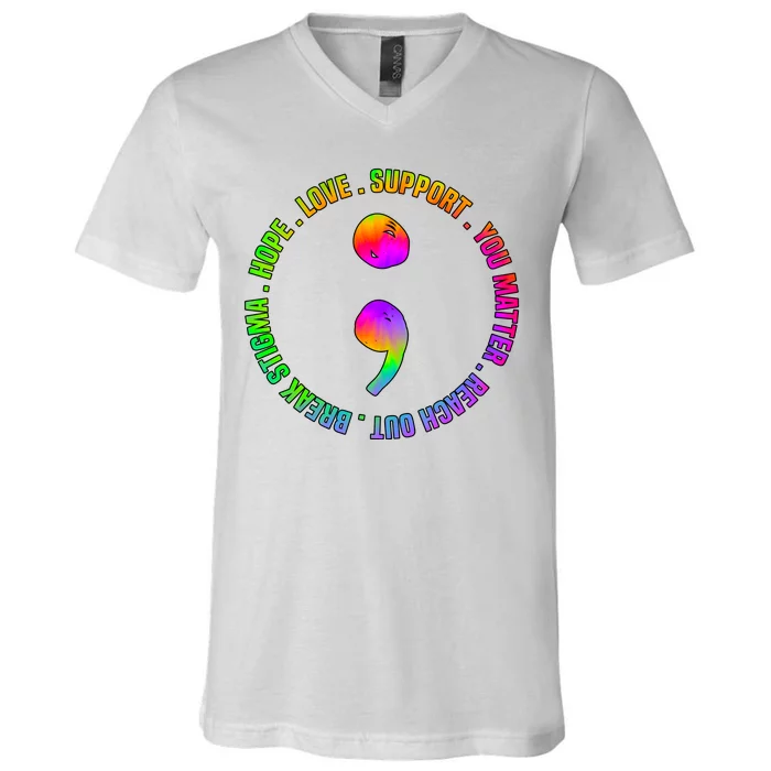 Suicide Awareness Semi Colon Support V-Neck T-Shirt