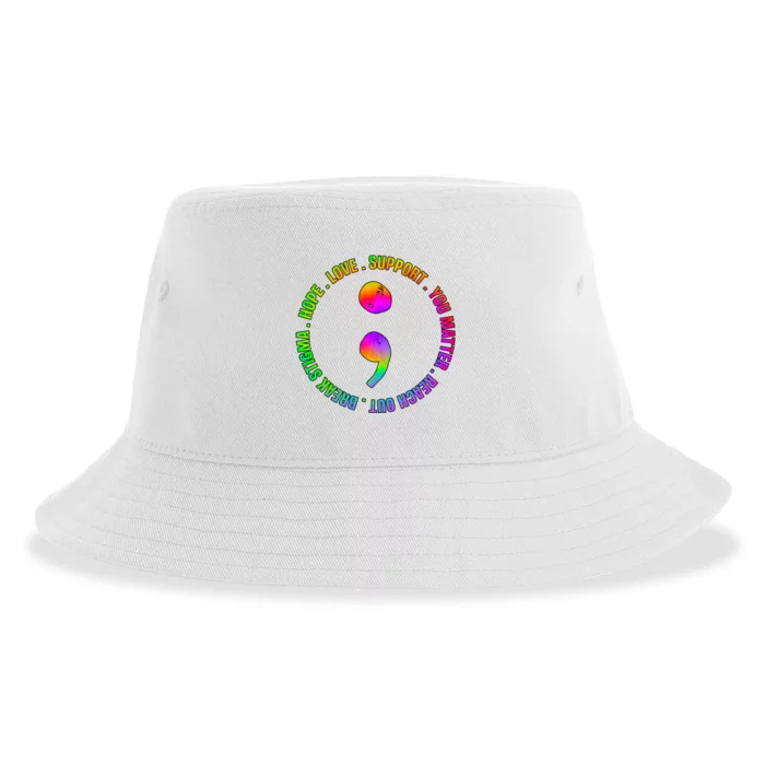 Suicide Awareness Semi Colon Support Sustainable Bucket Hat