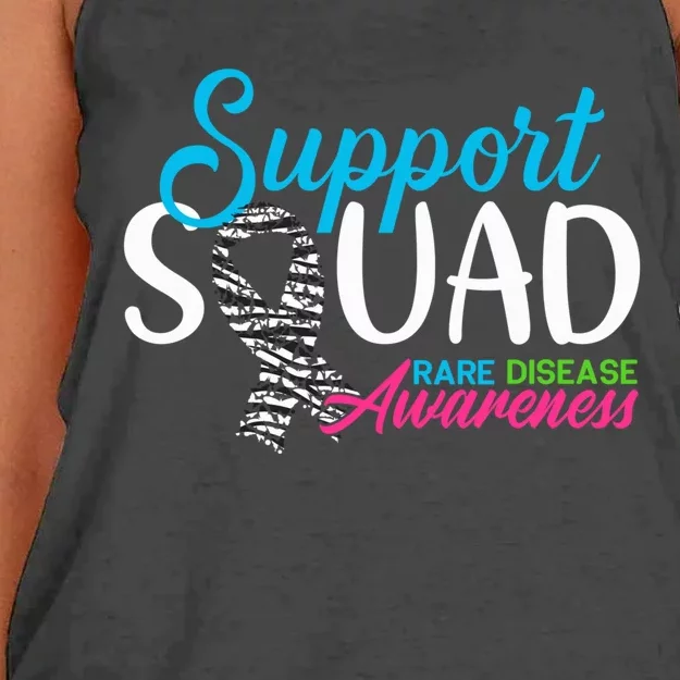 Support Awareness Squad I Zebra Ribbon I Rare Diseases Women's Knotted Racerback Tank