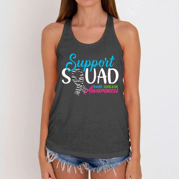 Support Awareness Squad I Zebra Ribbon I Rare Diseases Women's Knotted Racerback Tank