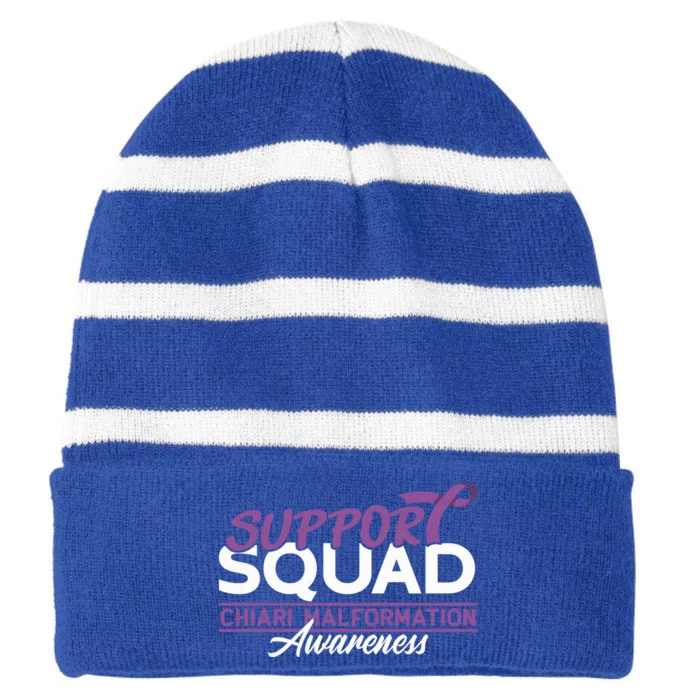 Support Awareness Squad I CM Cerebellum Chiari Malformation Striped Beanie with Solid Band