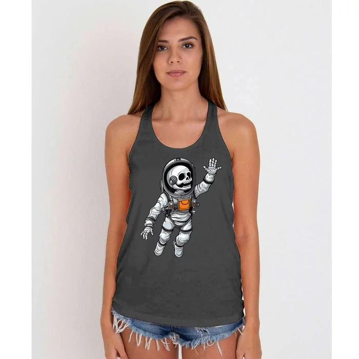 Space Astronaut Skeleton Halloween Kids Girls Women's Knotted Racerback Tank