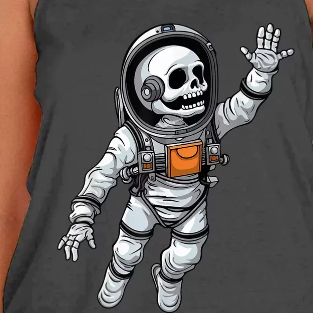 Space Astronaut Skeleton Halloween Kids Girls Women's Knotted Racerback Tank