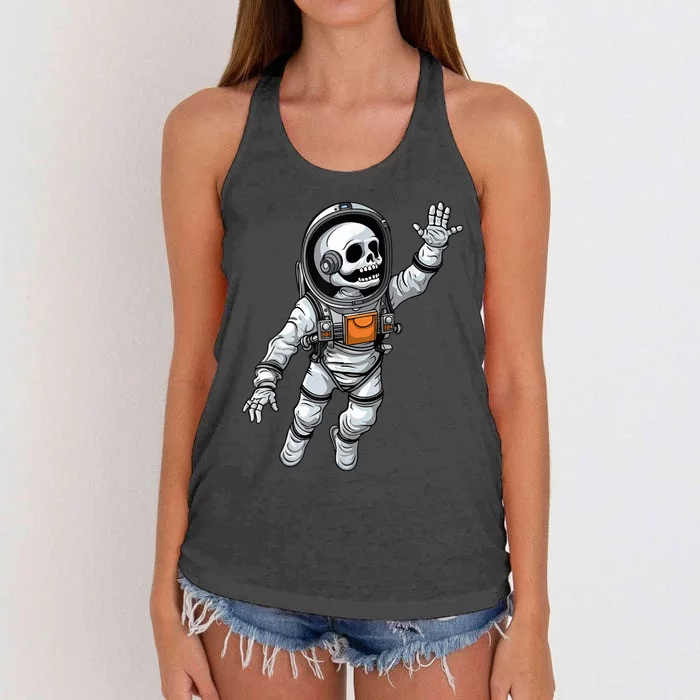 Space Astronaut Skeleton Halloween Kids Girls Women's Knotted Racerback Tank