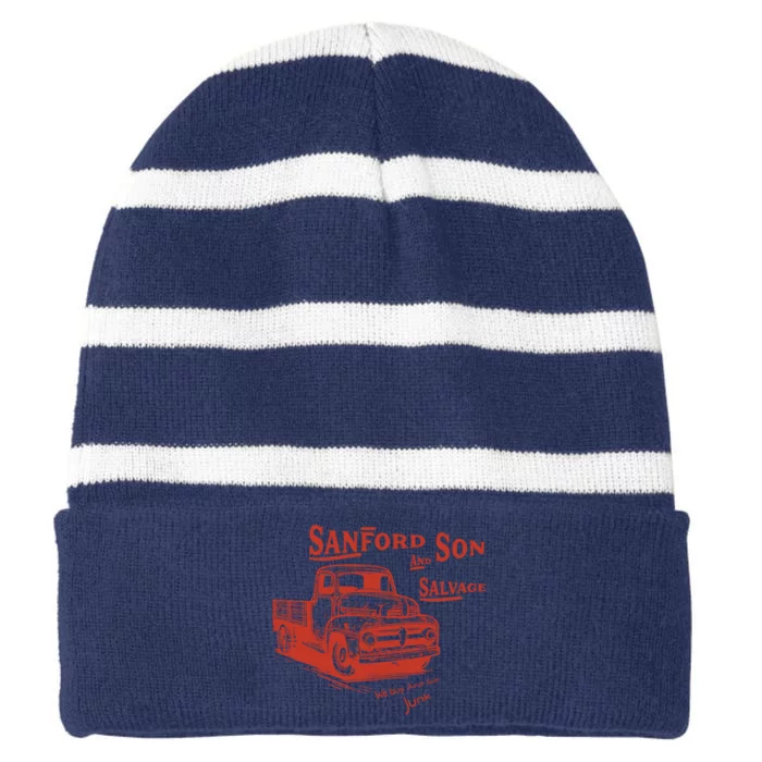 Sanford And Son Salvage Striped Beanie with Solid Band