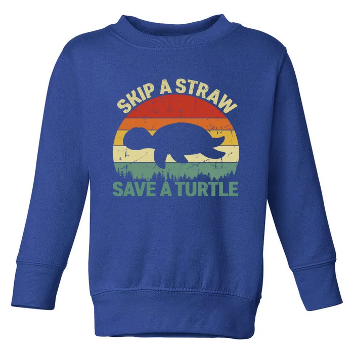 Skip A Straw Save A Turtle Vintage Sea Turtle Gift Toddler Sweatshirt