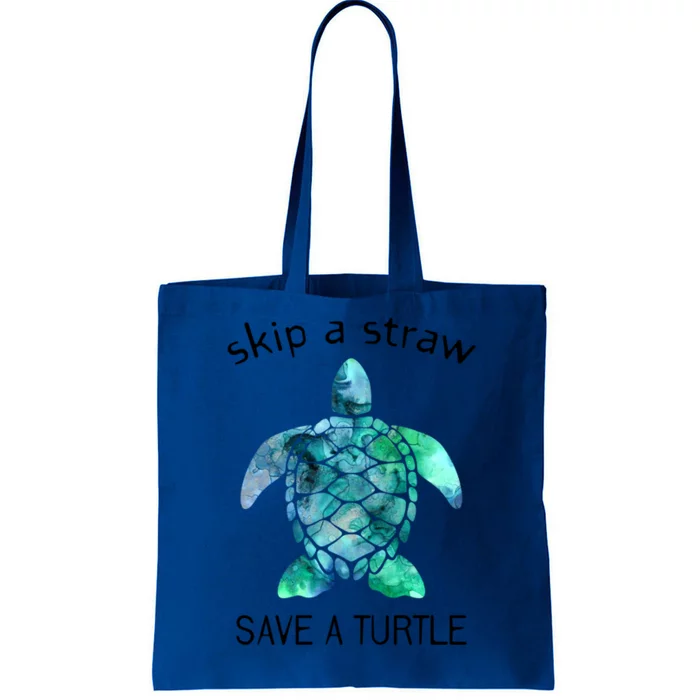 Skip A Straw Save A Turtle Ocean Animal Funny Gift Sea Turtle Gift Tote Bag