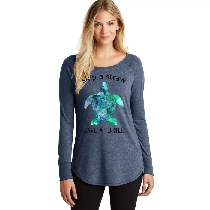 Skip A Straw Save A Turtle Ocean Animal Funny Gift Sea Turtle Gift Women's Perfect Tri Tunic Long Sleeve Shirt