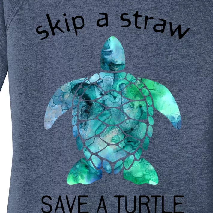 Skip A Straw Save A Turtle Ocean Animal Funny Gift Sea Turtle Gift Women's Perfect Tri Tunic Long Sleeve Shirt