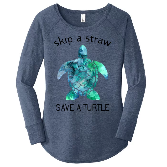 Skip A Straw Save A Turtle Ocean Animal Funny Gift Sea Turtle Gift Women's Perfect Tri Tunic Long Sleeve Shirt