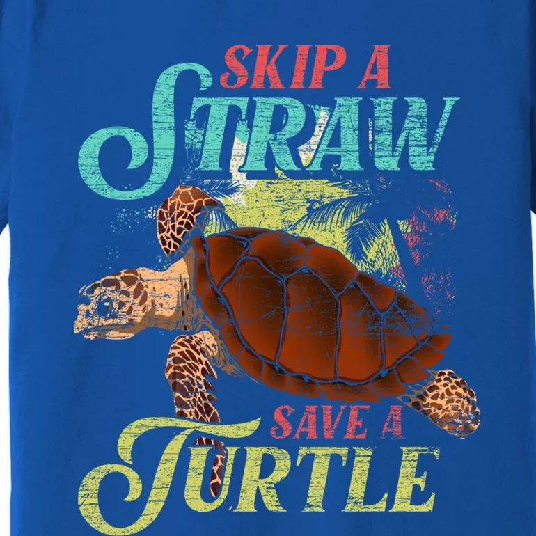 Skip A Straw Save A Turtle Ocean Animal Lover Sea Turtle Gift Premium T-Shirt