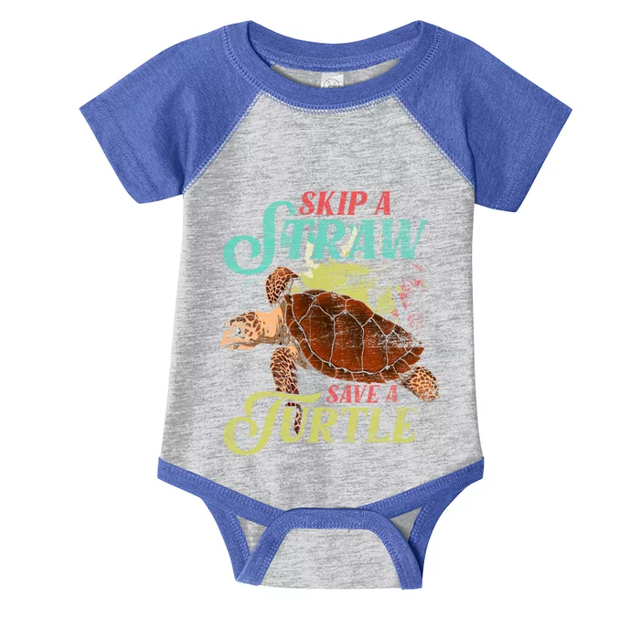 Skip A Straw Save A Turtle Ocean Animal Lover Sea Turtle Gift Infant Baby Jersey Bodysuit