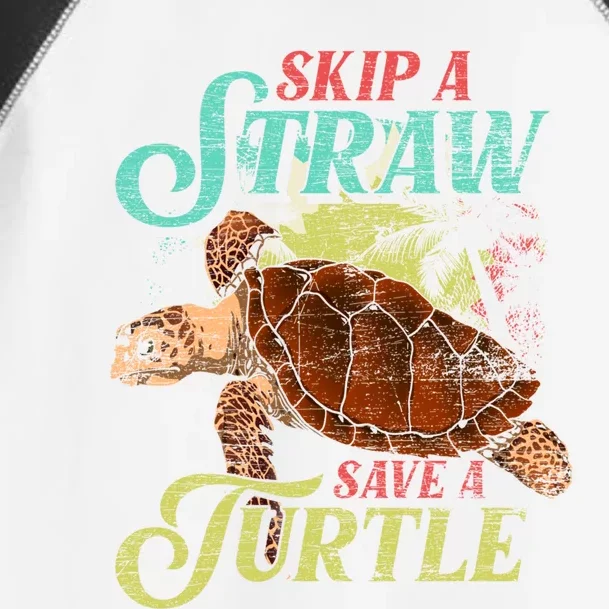 Skip A Straw Save A Turtle Ocean Animal Lover Sea Turtle Gift Toddler Fine Jersey T-Shirt