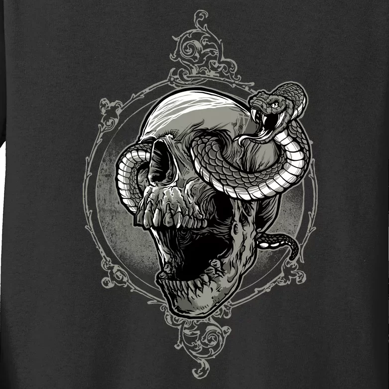 Skull And Snake Kids Long Sleeve Shirt