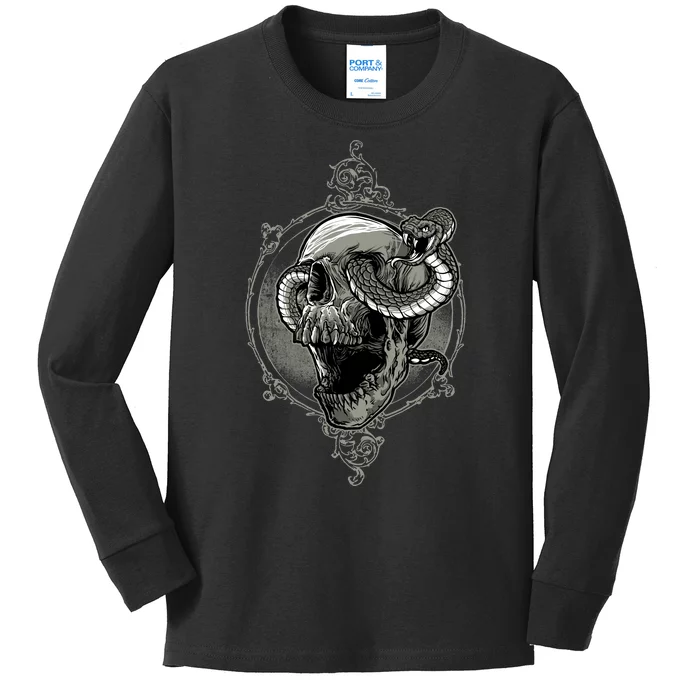 Skull And Snake Kids Long Sleeve Shirt