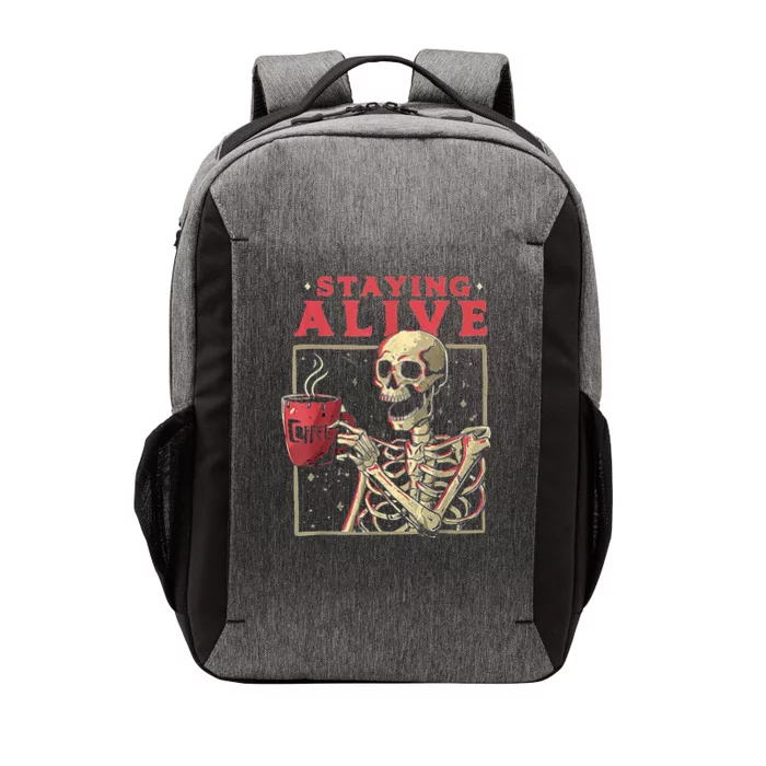 Staying Alive Skeleton Drink Coffee Funny Skeleton Skull Vector Backpack