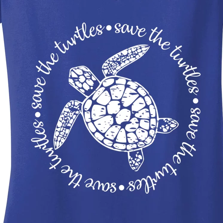 Skip A Straw Save A Turtle Cool Gift Women's V-Neck T-Shirt