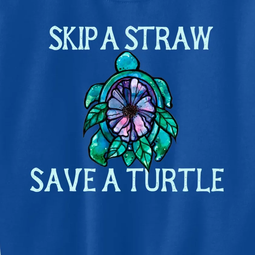 Skip A Straw Save A Turtle Gift Kids Sweatshirt