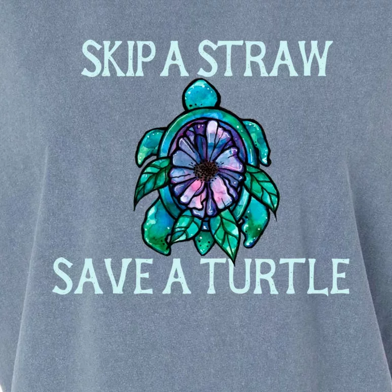 Skip A Straw Save A Turtle Gift Garment-Dyed Women's Muscle Tee