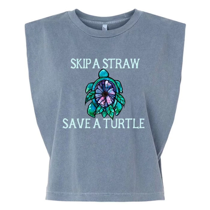 Skip A Straw Save A Turtle Gift Garment-Dyed Women's Muscle Tee