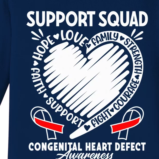 Support Awareness Squad I CHD Congenital Heart Defect Baby Long Sleeve Bodysuit