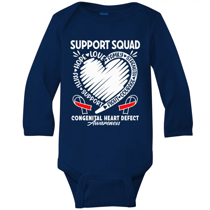 Support Awareness Squad I CHD Congenital Heart Defect Baby Long Sleeve Bodysuit