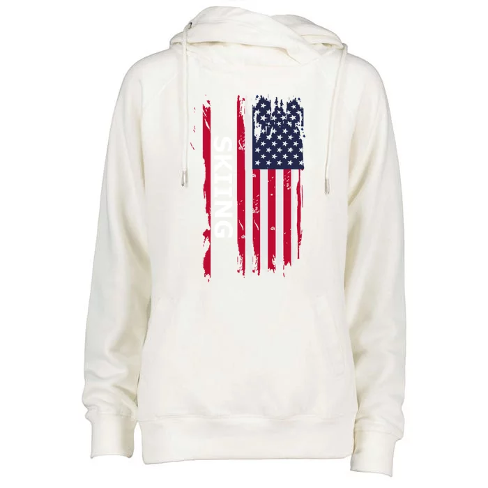 Skiing And Skiers Usa Cool Gift Womens Funnel Neck Pullover Hood