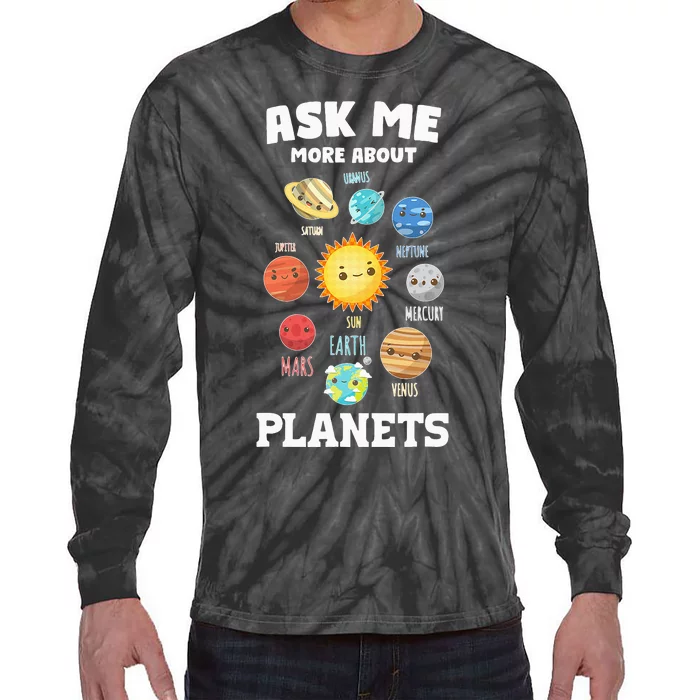 Space Astronaut Spaceman Astronomy Earth Mars Planets Tie-Dye Long Sleeve Shirt