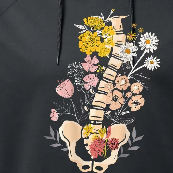 Scoliosis Awareness Spinal Fusion Back Surgery Botanical Performance Fleece Hoodie