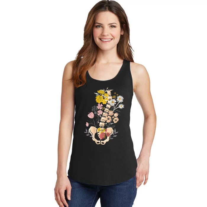 Scoliosis Awareness Spinal Fusion Back Surgery Botanical Ladies Essential Tank