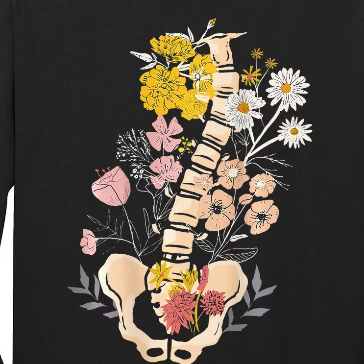 Scoliosis Awareness Spinal Fusion Back Surgery Botanical Tall Long Sleeve T-Shirt