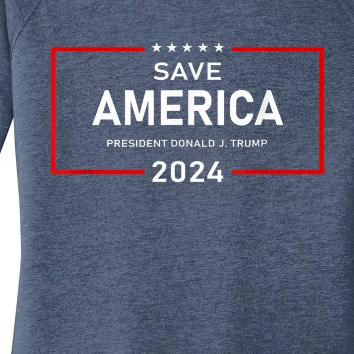 Save America Shirt Donald J. Trump 2024 Support Women's Perfect Tri Tunic Long Sleeve Shirt